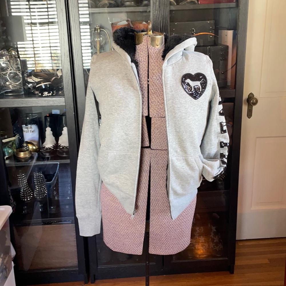 Victoria Secret PINK fuzzy bling hoodie